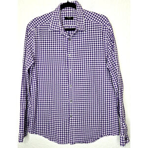 Paul Smith Mens The Poyard Shirt Med Purple White Gingham Check Button Up Casual